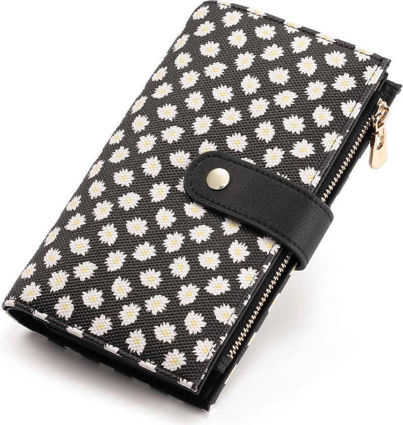 yiijay Womens Wallet RFID Blocking Vegan Leather Trifold Clutch Credit Card Holder Ladies Travel Wallet Purse with Pen Holder - Image 1
